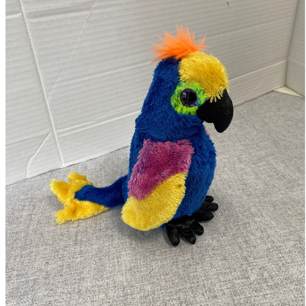 Ty Beanie Boos Wynnie Parrot Plush Small Blue Yellow Excellent Glitter Eyes 2017